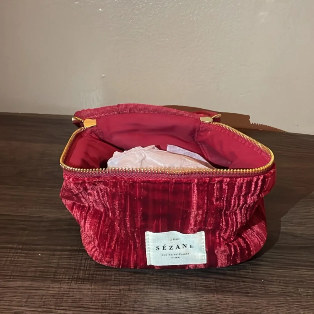 Sezane red velvet vanity case